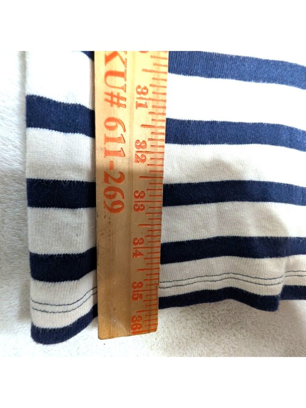 Tommy Hilfiger Breton Striped Navy & Ivory Cotton Nautical Dress 3/4 Sleeves Sz - Picture 7 of 11